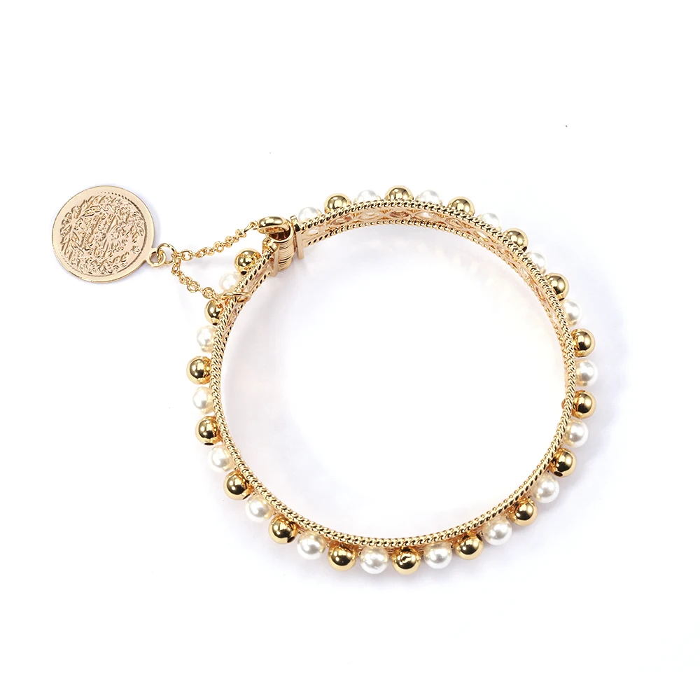 

Best-selling coin lock gold beads spiral pearl bracelet 2021 new style for women