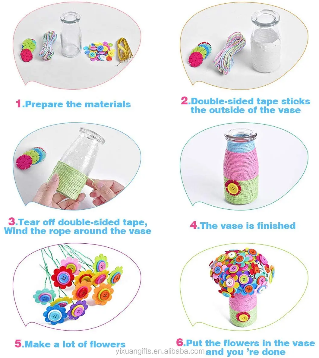 Arts and Crafts Toy for Age 4-12 Years Old Create Your Own Vase and Flowers Flower Crafts for Kids Fun DIY Craft Kit for Boys Girls