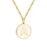 

New arrival 26 letter high quality stainless steel alphabet shell gold initial necklace