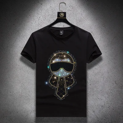 

Trend fashion summer short-sleeved multi-pattern rhinestone transfer t-shirt custom, Picture shows