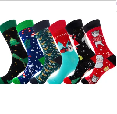 

VK66-Spot fall new men's socks Santa Elk men's mid-tube socks