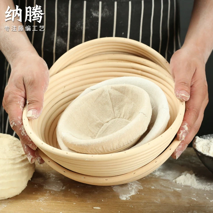 

XH 8''/9''/10''/12'' Proofing Basket, Bread Proofing Basket + Bread Lame +Dough Scraper +Linen Cloth for Professional & Home Bakers, Natural