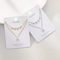 

Trendy petal jewelry 925 sterling silver gold plated double layer chain flower necklace for women