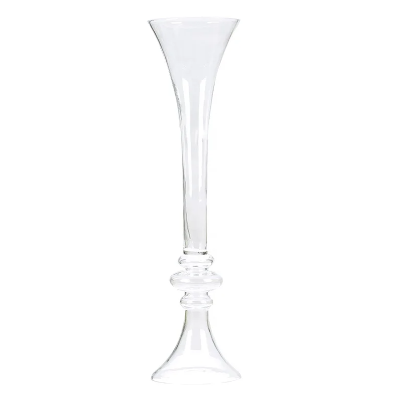 

28" Elegant Reversible Trumpet Centerpiece Glass Vase clear accept logo welcome OEM