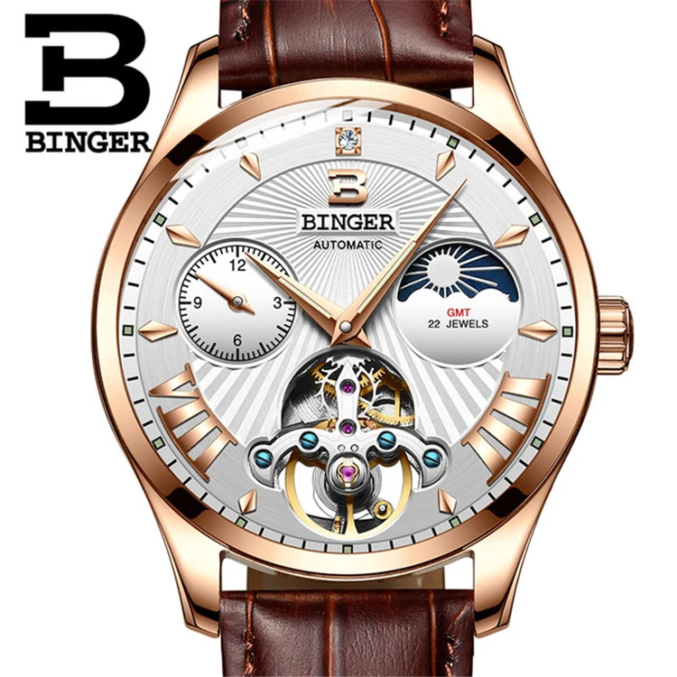 

BINGER 1186 Sapphire diver Wristwatches Men's Watches Automatic Mechanical Luxury Brand