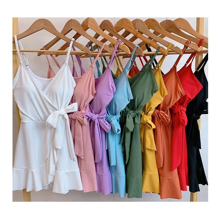 

Wholesale Korean One Piece Hot Girl Bathing Suit Beach Wear Swim Cover Up Dress, 13 colors