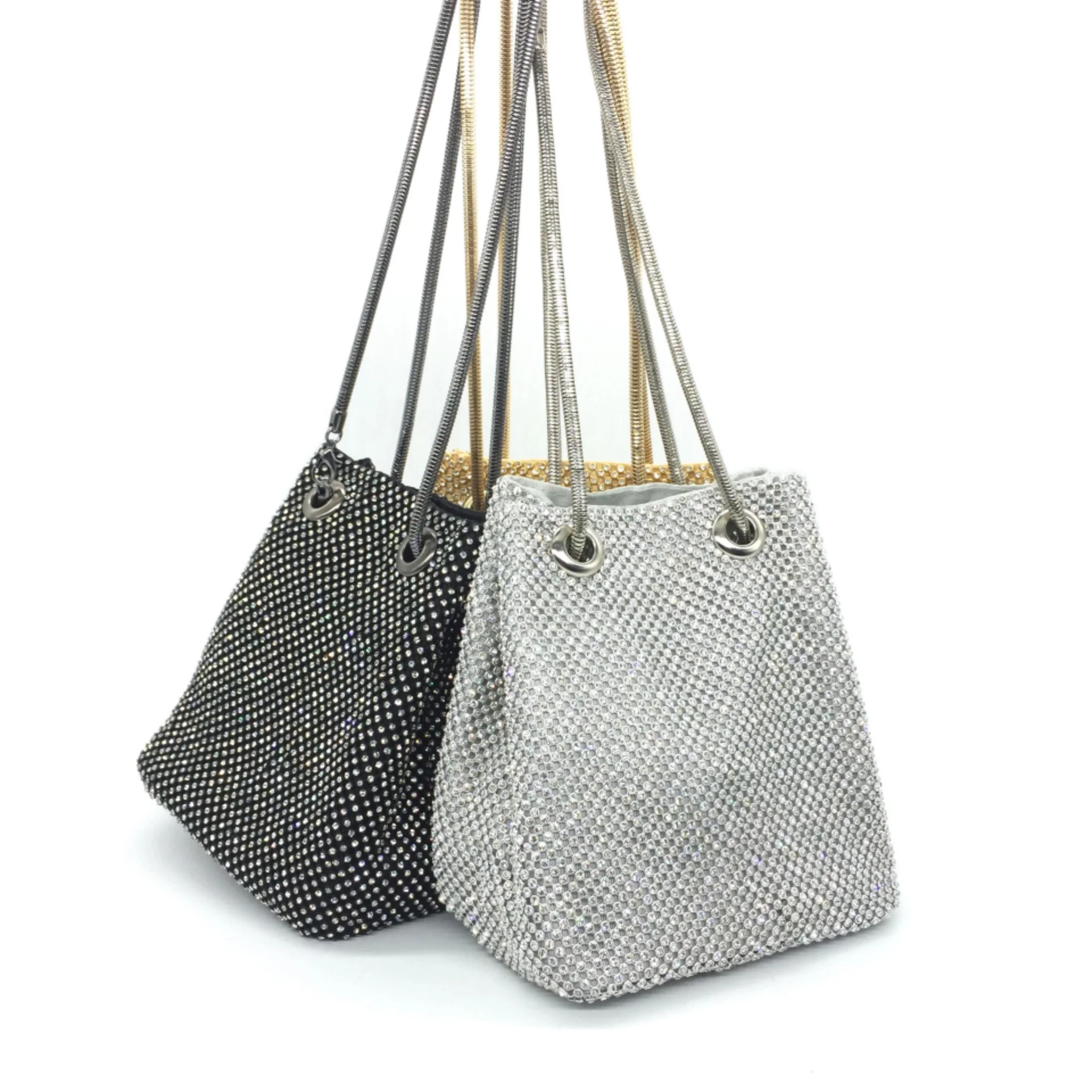 

S490 Hot sale bling diamond rhinestones glitter crossbody bag women shoulder sparkling crystal handbag evening bag, Black,gold.silver