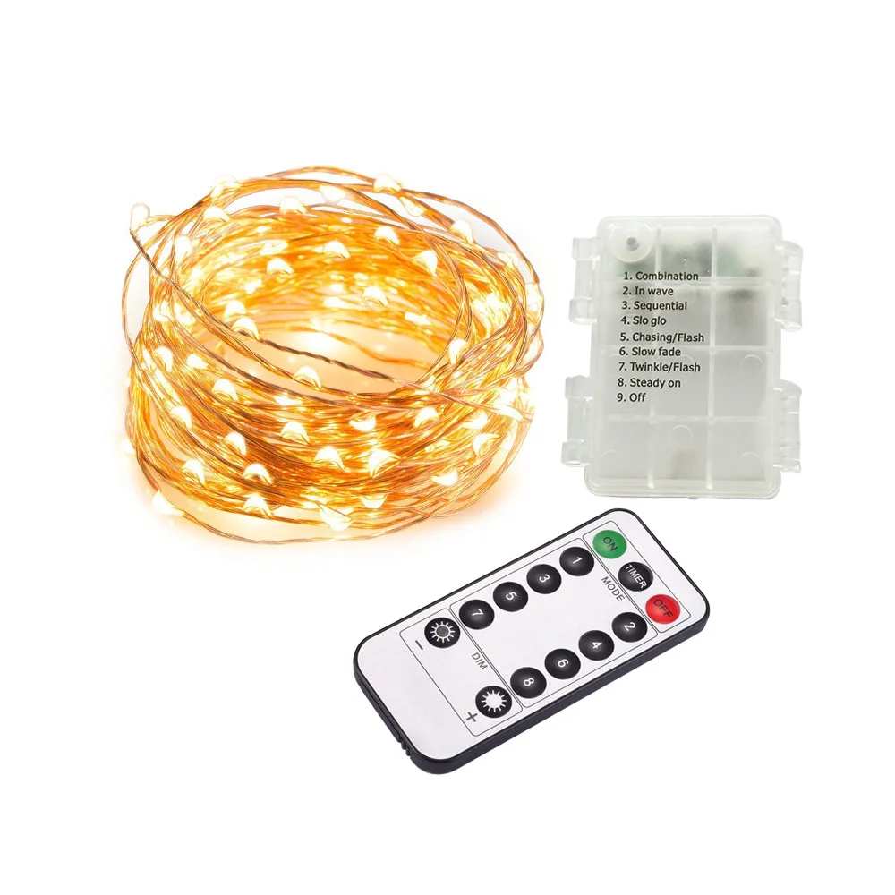 Warm White Fairy Lights Battery Operated Copper Wire LED String Lights with Remote Control for Christmas Decoration