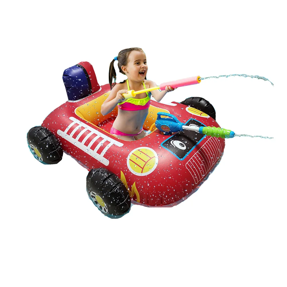 

Summer Outdoor Cartoon Car Inflatable PVC Children Baby Swimming Pool Swimming Ring Floats With Water Gun For Toddlers