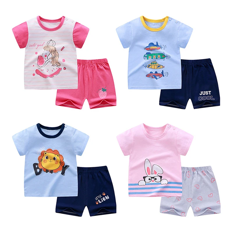 

Setelan baju anak laki-laki cartoon children summer shorts clothes suit bayi gadis perempuan pakaian kids girl boy clothing set