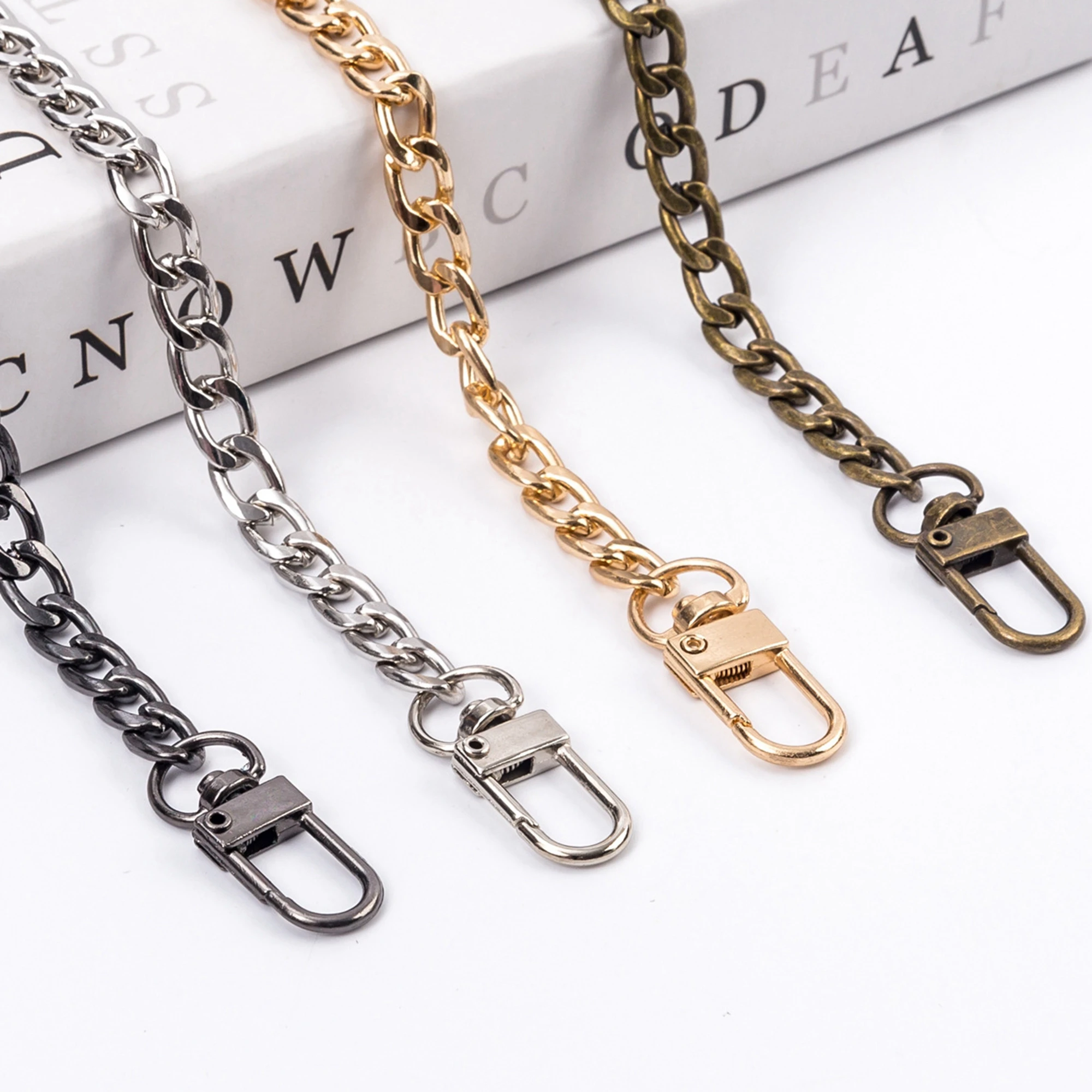 

High Quality Metal Bag Chains Purse Shoulder Handbag Chain Strap With Snap Hook, Nickel/light gold/gun black/antique brass