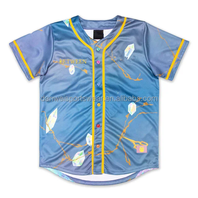 

blue color changed mens full button up plain pinstripe baseball jersey