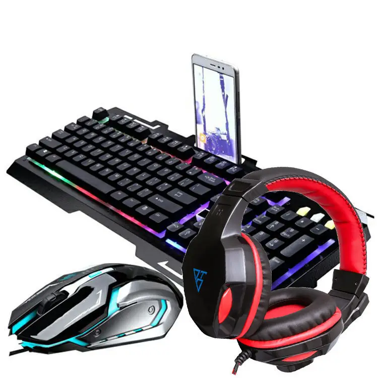 

Wholesale 2021 hot sell three piece Individual design gaming wireless keyboard mouse headset, Orange,white,ice blue,black