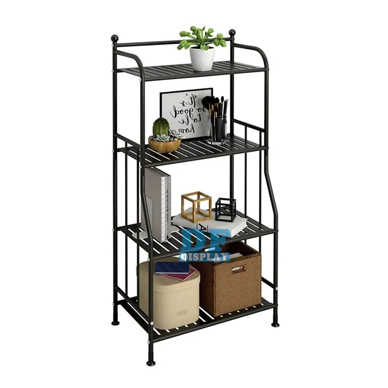 

HS087 4 Tier Metal Standing Shelf Space Saver Storage Tower Rack for Kitchen Bathroom Storage Shelving Unit Organizer, Black