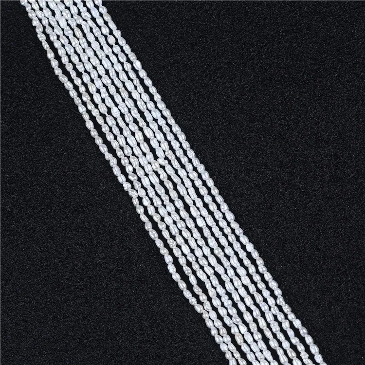 

Cheap price 1.5-2 mm rice shape fresh water pearl strands