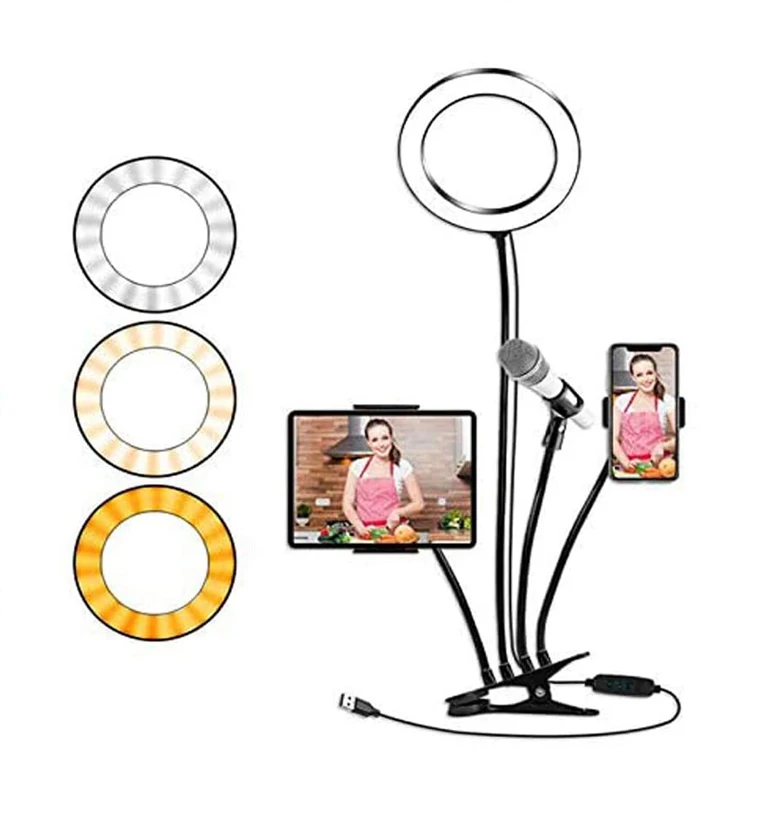 

4 in 1 Photography Studio Camera Lighting Led Selfie Ring Fill Lights with Tripod Stand Phone Holder for Live Stream Makeup