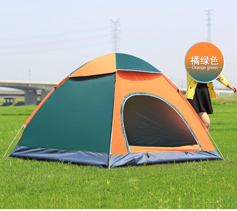 

Cheapest Beach Tent Quick open full automatic foldable 3-4 people Tent outdoor four season sports equipment, Orange,blue,dark green