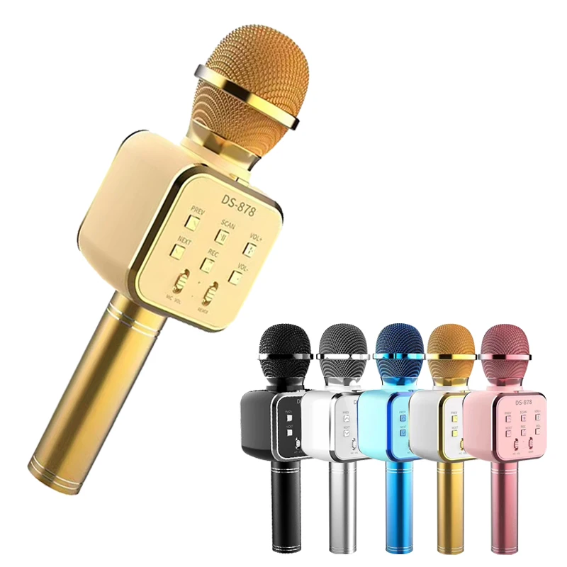 

Handheld Portable Microphone, Wireless 4 in 1 BT Karaoke Microphone Home KTV Player Compatible with Android and iOS Devices