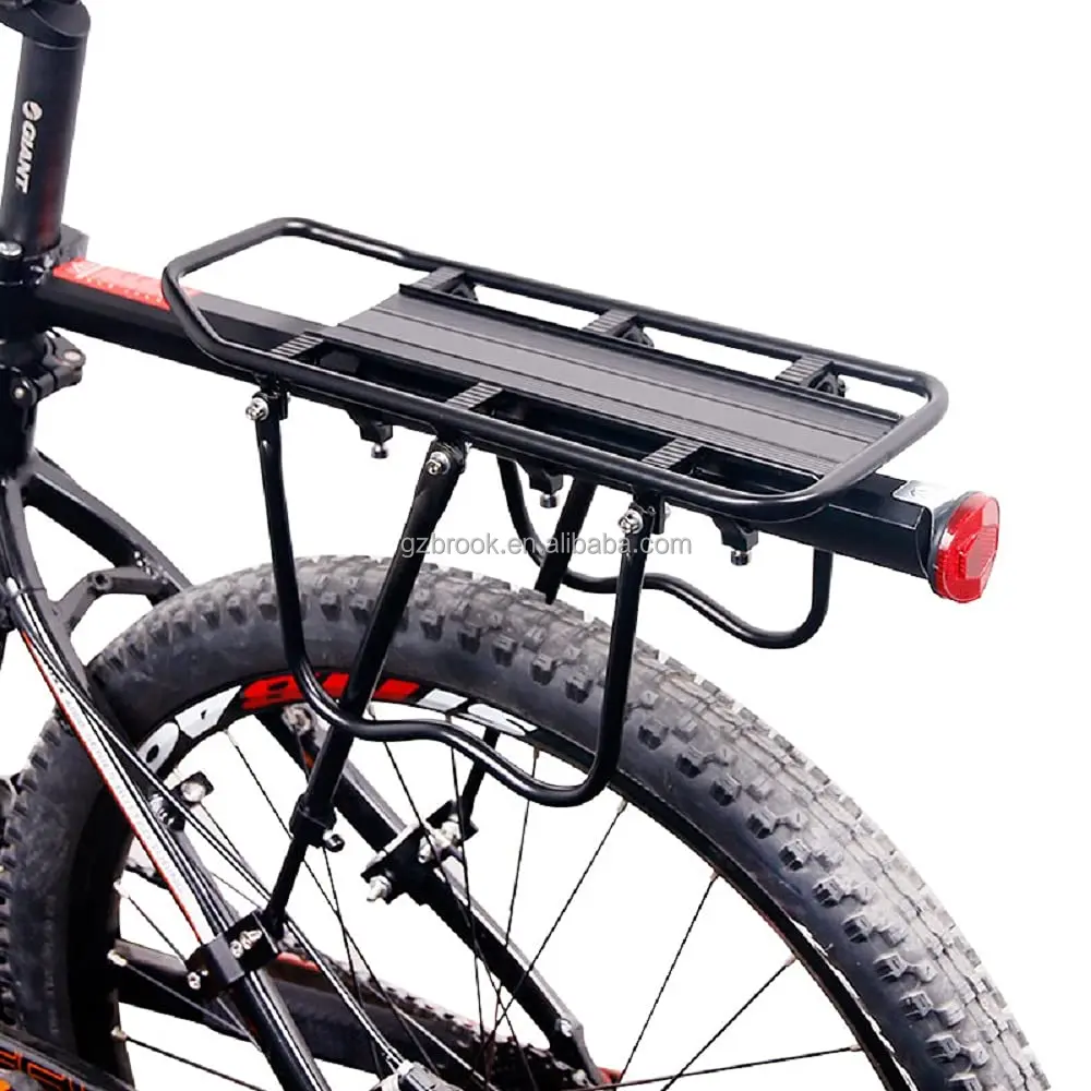 

Hot Sale 50KG cycling aluminum alloy rear frame-mounted bicycle bag stand holder trunk, Black