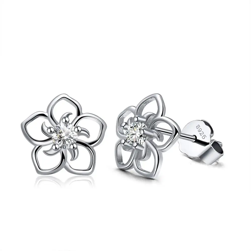 

RINNTIN SE71 Unique Single Stone Sunflower Sterling Silver 925 Stud Earrings for Women