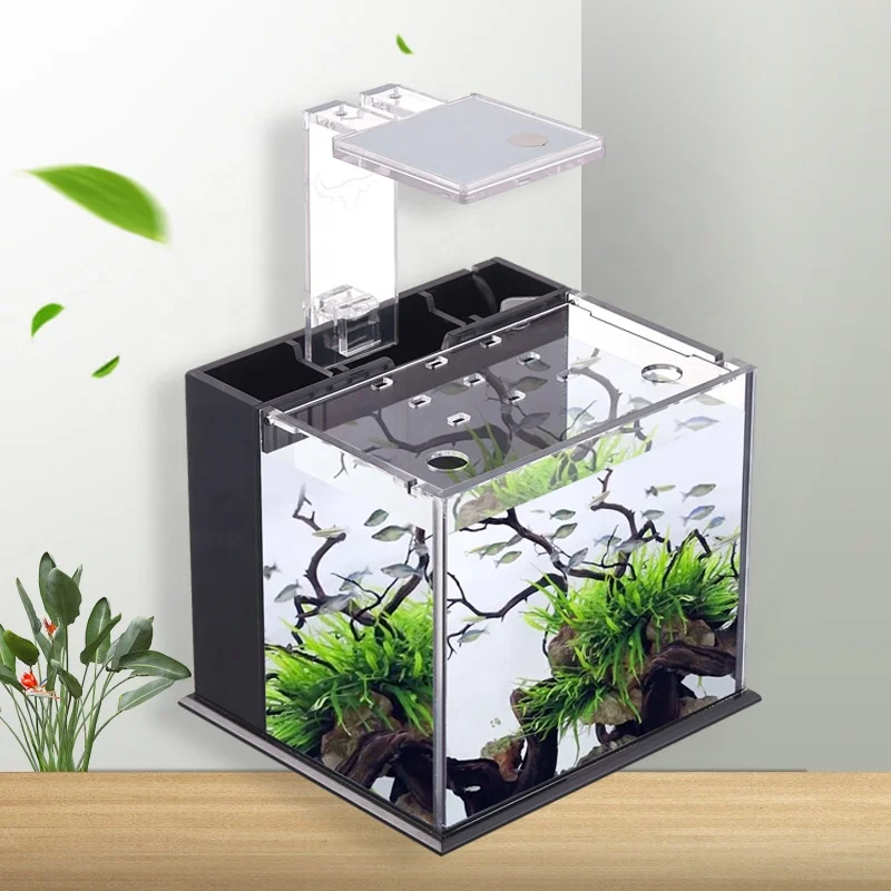

Office Desktop Fish Tank Aquarium Ecological Creative Acrylic Fish Tank With Water Pump And LED Light