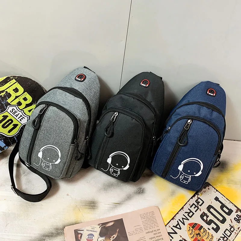 

Custom logo canvas durable crossbody messenger bag travel shoulder sling chest bag for men, Black/gray/navy/customized