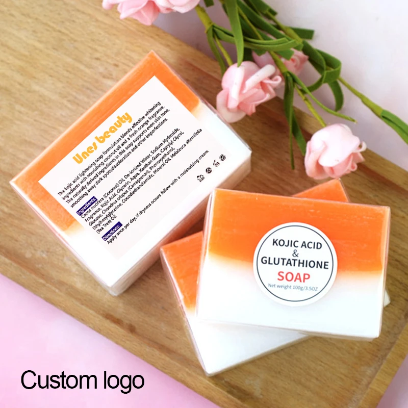 

OEM Custom Private Label 100G Natural Organic Whitening Soap Acne Removal Deep Cleansing Kojic Acid Handmade Soap, Orange