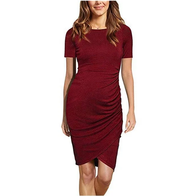 
Summer Trendy Short Sleeve Career Dress One-Piece Bodycon Office Women Dresses 
