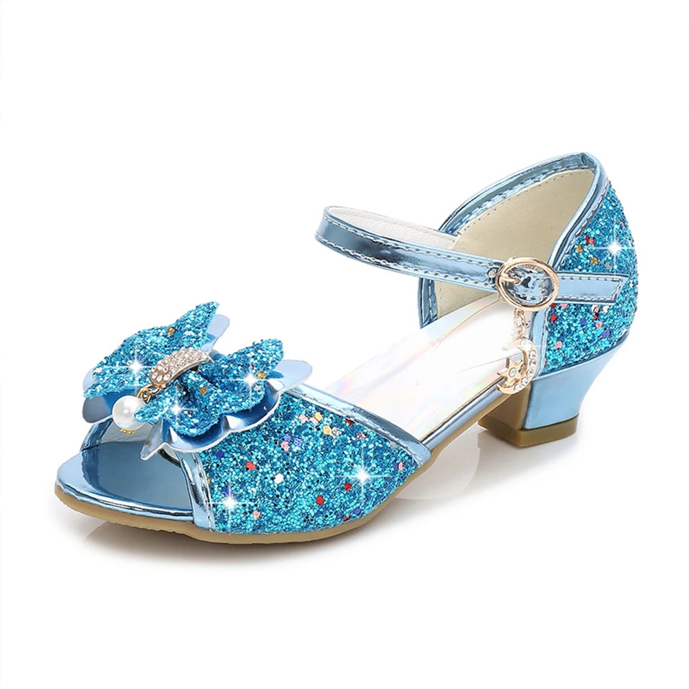 

New fantasy girls high heels children princess sandals bow children's crystal heel shoes