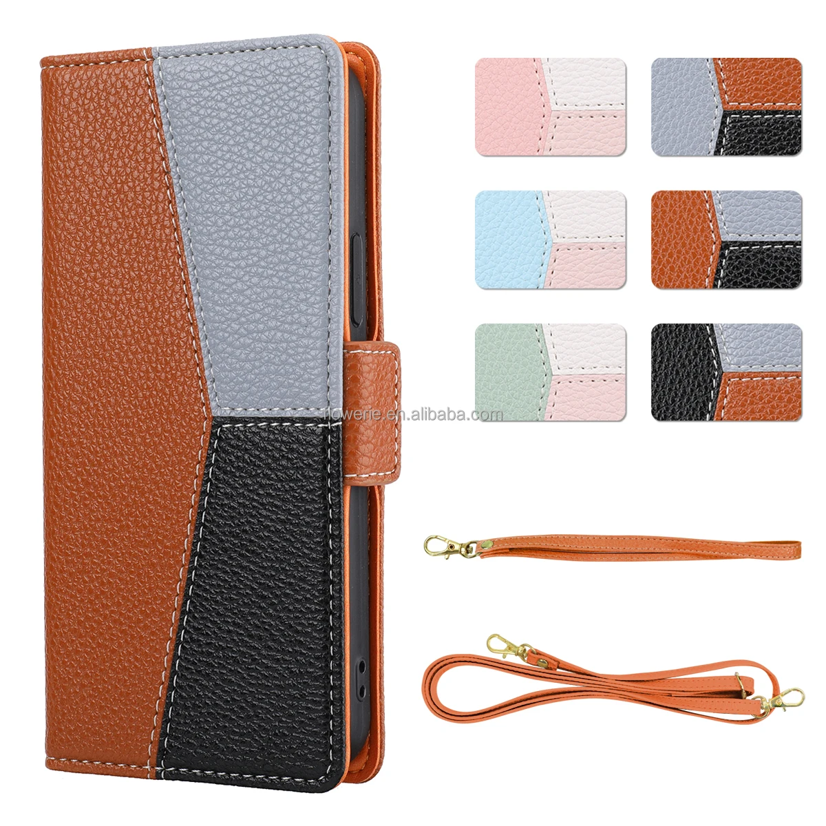

Wallet Crossbody for iPhone 13 Phone Case with Lanyard Strap Credit Card Holder PU Leather Protective Handbag Custom Purse Cover