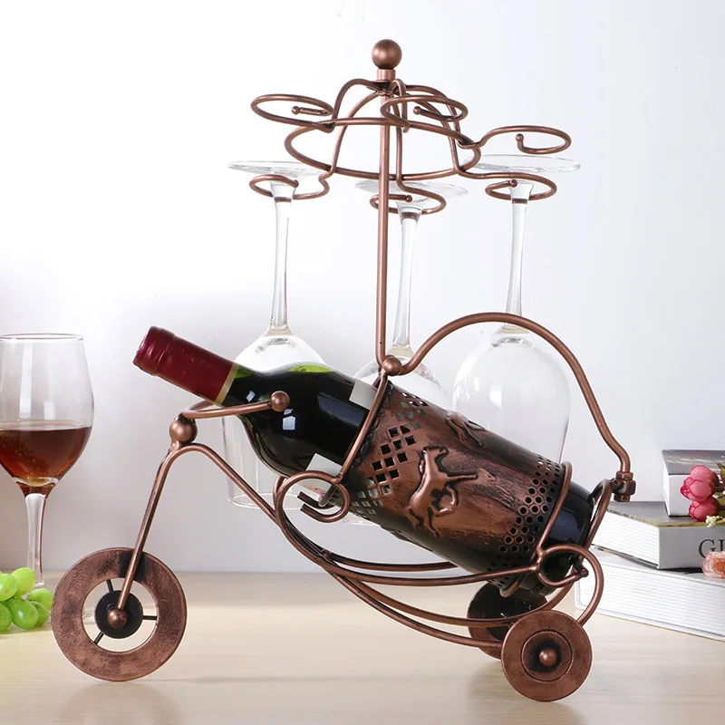 

Tabletop Wine Rack & Stemware Holder for Holds 1 Bottle and 6 Glasses Free standing Countertop Wine Glass Bottle Display Rack