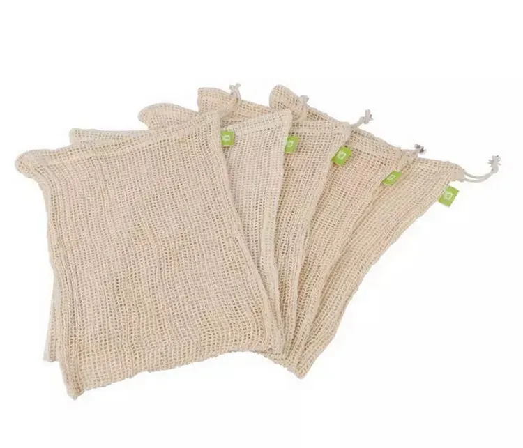 
Shopping fruits and vegetables organic cotton net mesh produce bags set 