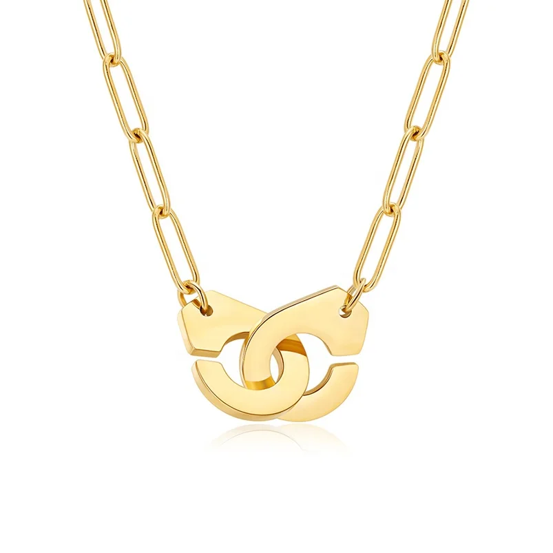 

Gemnel 925 silver street handcuff medallion pendant necklaces gold plated