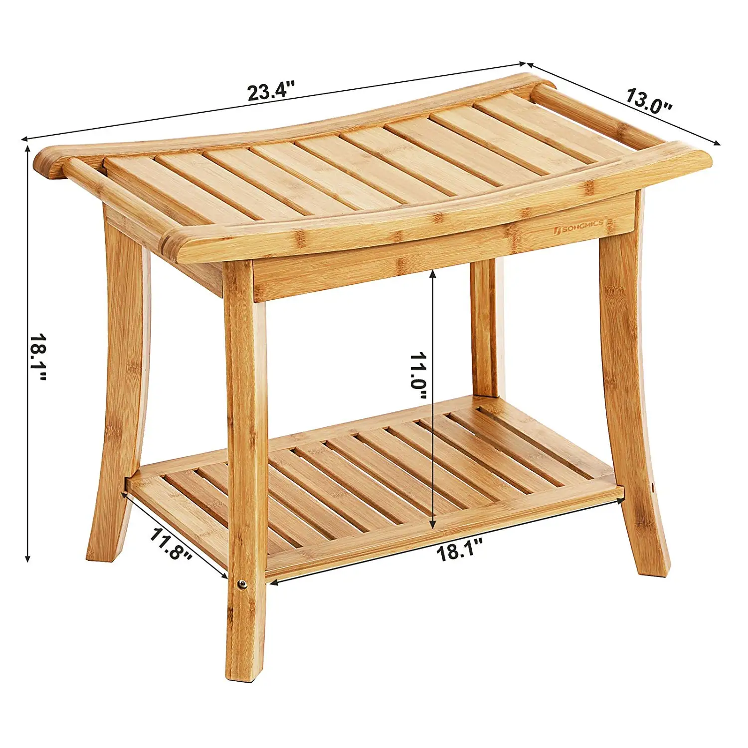 Portable Spa Bathing Stool With Towel Shelf And Handles Bamboo Shower