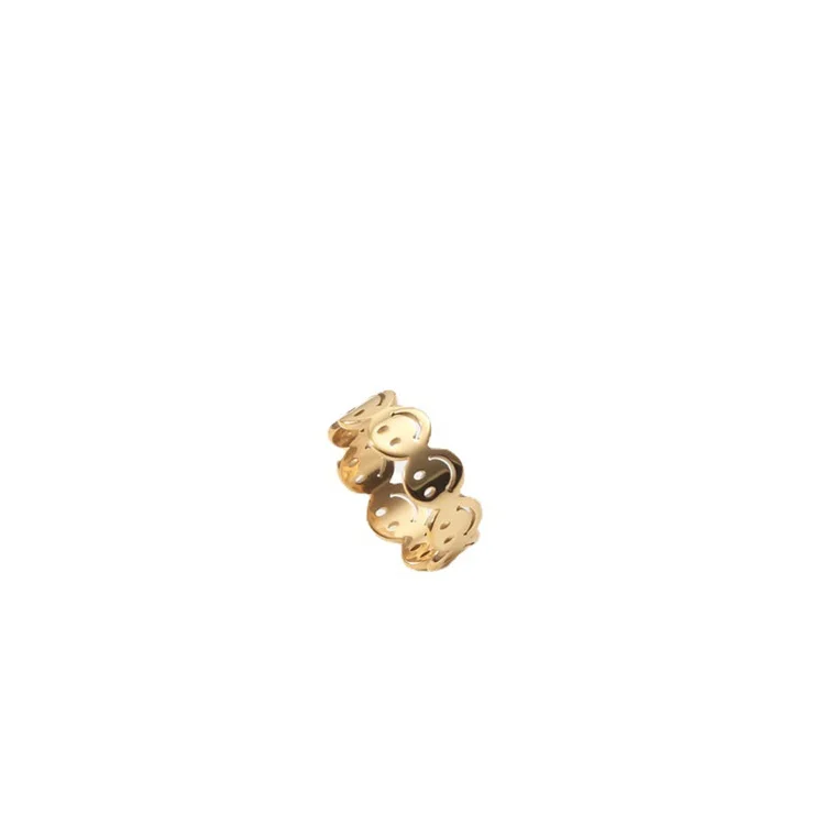 

Popular stainless steel irregular ring gold plated smile link finger ring