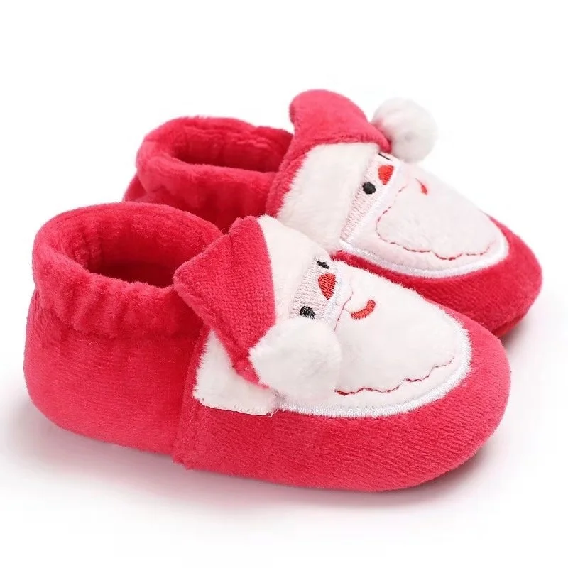 
Cute Infant Red Santa Claus Cartoon Fluffy Christmas Baby Shoes 