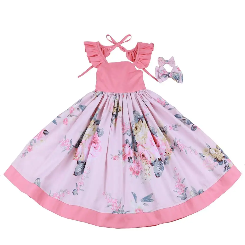 Rts Baby Girls Slips Clothing Cotton Cloth Maxi Floral Midi Party Frock Dress Kid Girl Child