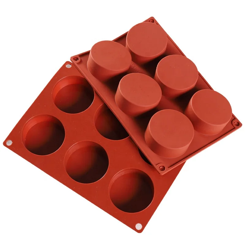 

6 Holes Silicone Baking Cylindrical Chocolate Cookie Mold, Brick red