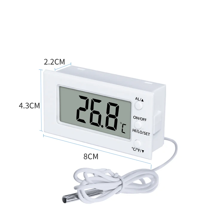 

Mini Digital LCD Probe Fridge Freezer Thermometer Digital Alarm Thermometer for Cold Chain Transportation, White or customized