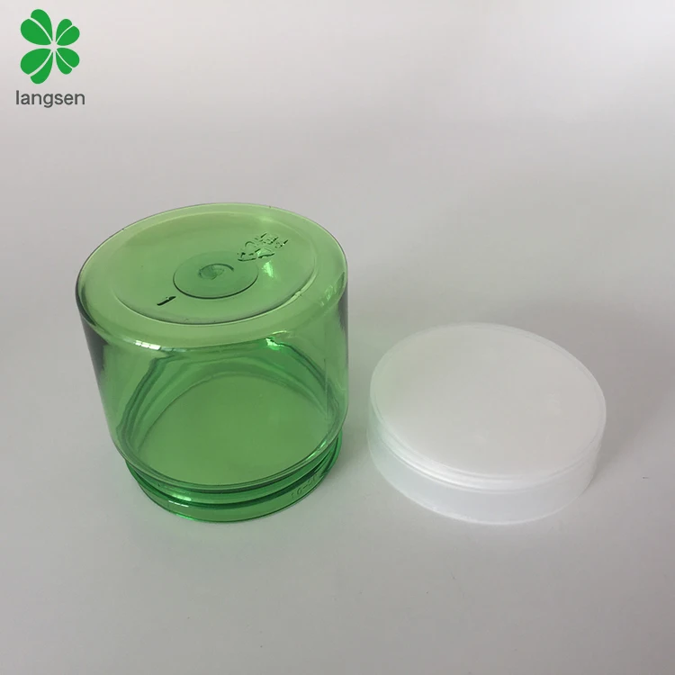 Empty 50ml PET plastic green color cosmetic pot jar container