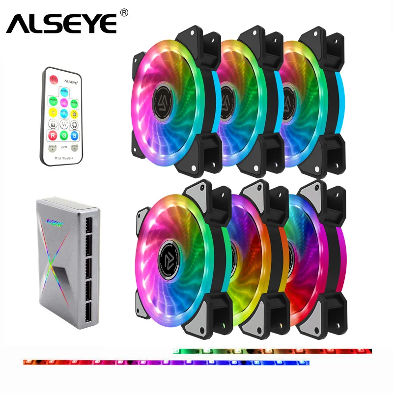 

RGB Case Fan 120mm 5pin Dual Aura Fan with Remote Controller Computer Cooling Fans
