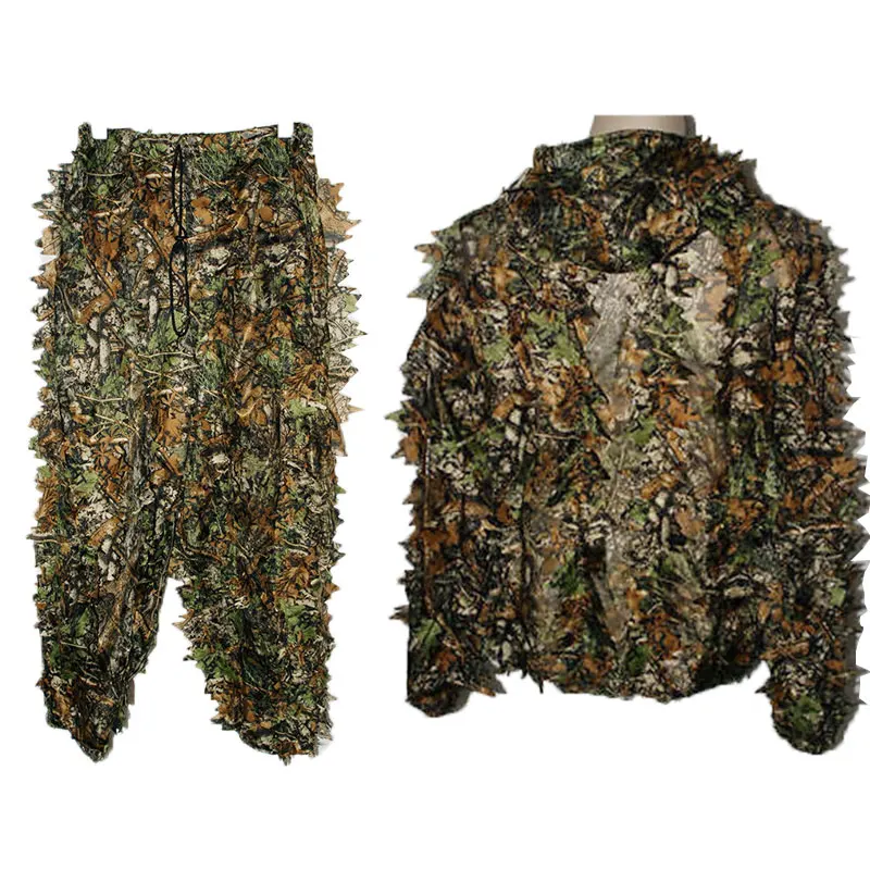 

Hunting 3D Leaf Camouflage Camo Jungle Clothing Polyester Durable Outdoor Woodland Sniper Ghillie Suit Kit