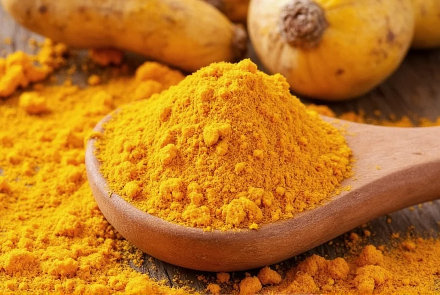 Turmeric spice containers arranged on grocery store shelf