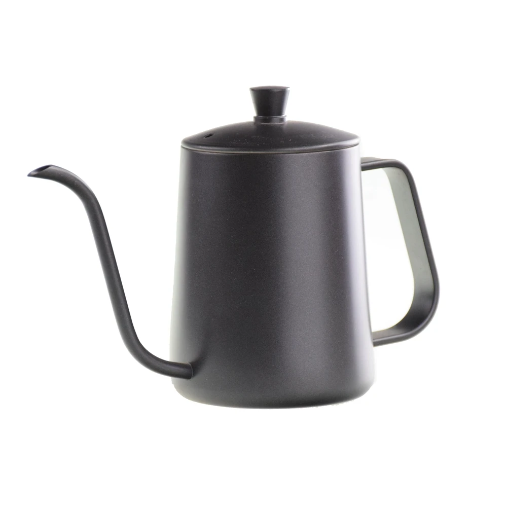 

600ML Stainless Steel Coffee Kettle Pour Over Coffee Pot With Lid Style V60 Tea and Coffee Drip Kettle, Black