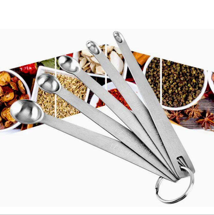 

Measuring Spoons 18/10 Stainless Steel Mini Set 5 Pc metal narrow accurate spoons for measuring ingredients, Customized color