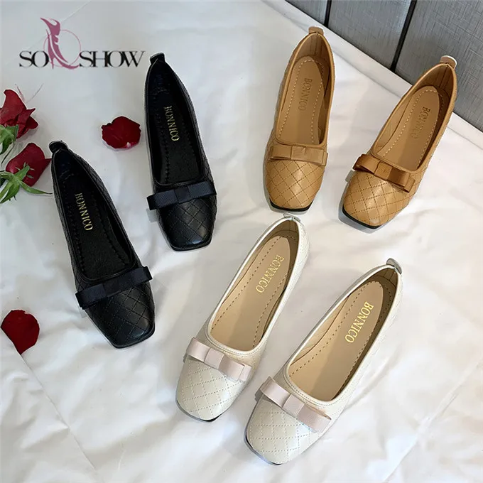 

New designer wholesale flat loafers dress shoes with a bow for women