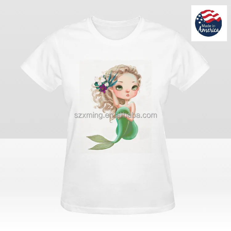 

Custom Women's White Fine Jersey Short Sleeve T-Shirt With One Side Digital Printing Made In USA Freeshipping By USPS