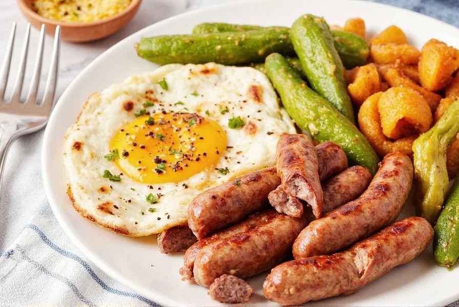 Breakfast Plate with Sausage, Eggs, and Toast