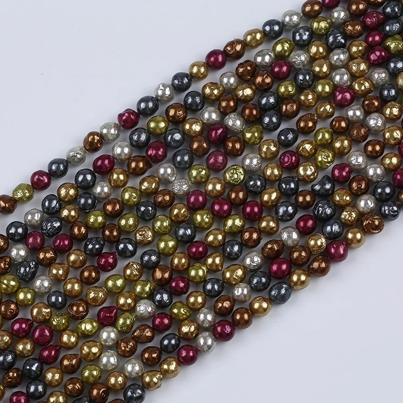 

Wholesale China Cheap 9-10mm Mixed Color Freshwater Baroque Round Pearl Strand