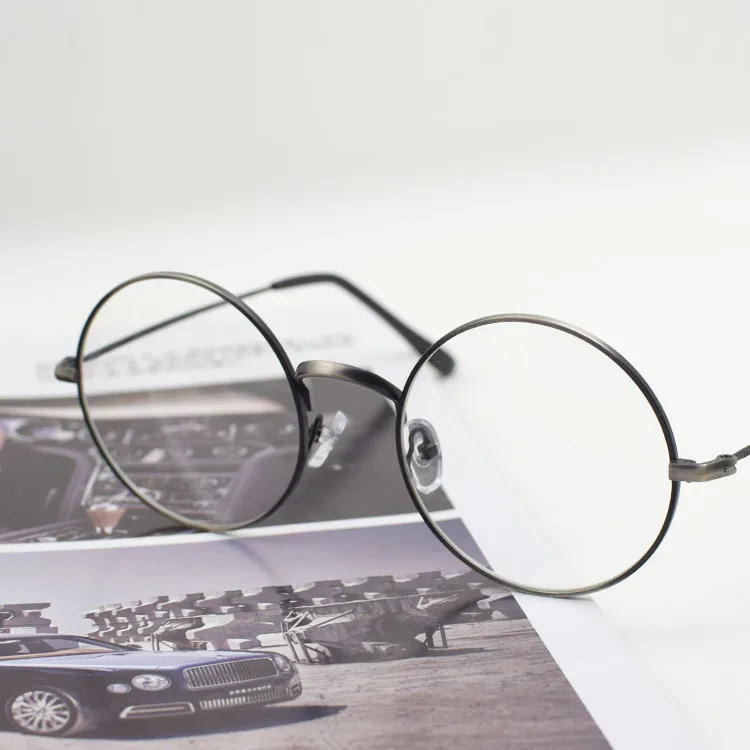 

In Stock Oversized Fashion Round Frame Thin Temple Unisex Eye Glasses Optical Metal Frames, Custom color